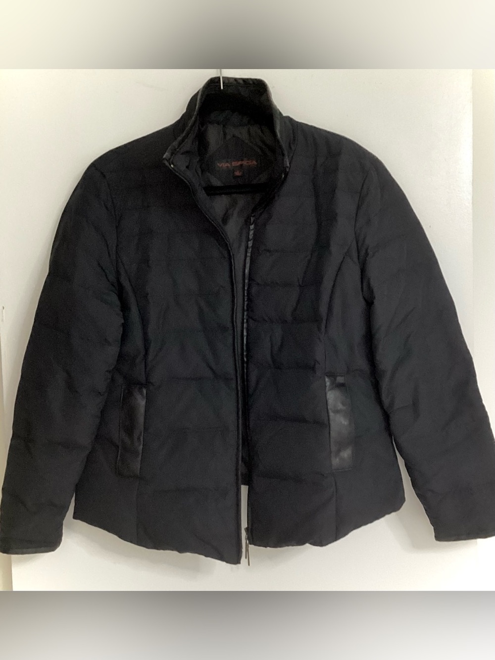 Via Spiga women black Quilted jacket with Leather-Trimming